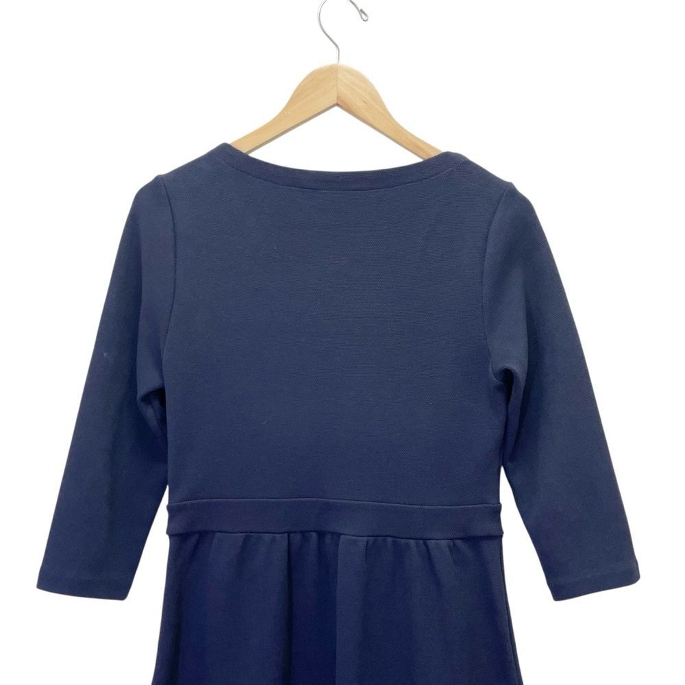 Boden Leila Ponte Dress Navy Blue Fit & Flare 3/4 Sleeve Work Office Size US 10 - Picture 5 of 10